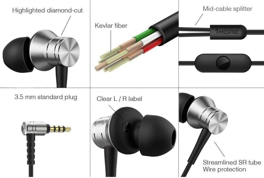 1MORE Piston Fit Wired Earbuds in Silver E1009 - High-quality Wired Earbuds Available now with fast shipping worldwide