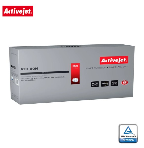 Activejet ATH-80N Zwarte Toner vervangt HP CF280A 80A - Hoogwaardige kwaliteit Toner cartridges Nu beschikbaar met snelle wereldwijde verzending