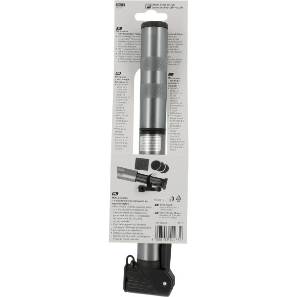 Fischer 50073 Mini Bike Pump with Integrated Repair Kit - High-quality Bicycle Pumps Available now with fast shipping worldwide