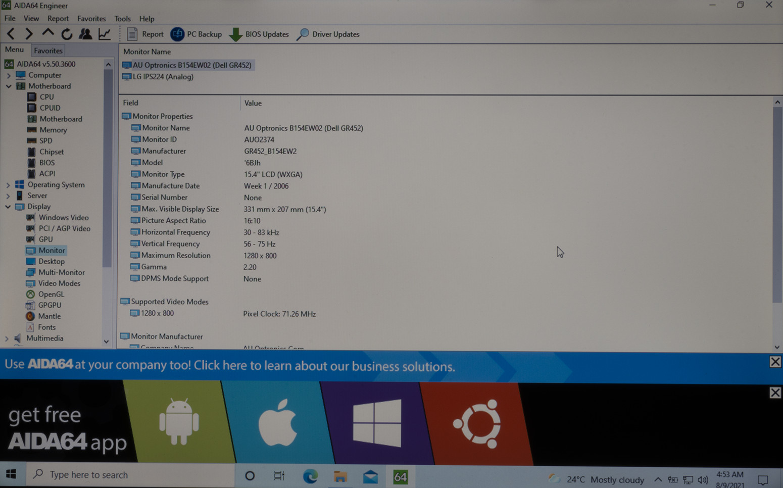 AU Optronics B154EW02 V.3 15.4" LCD Laptop Screen Panel - High-quality Laptop Screens Available now with fast shipping worldwide