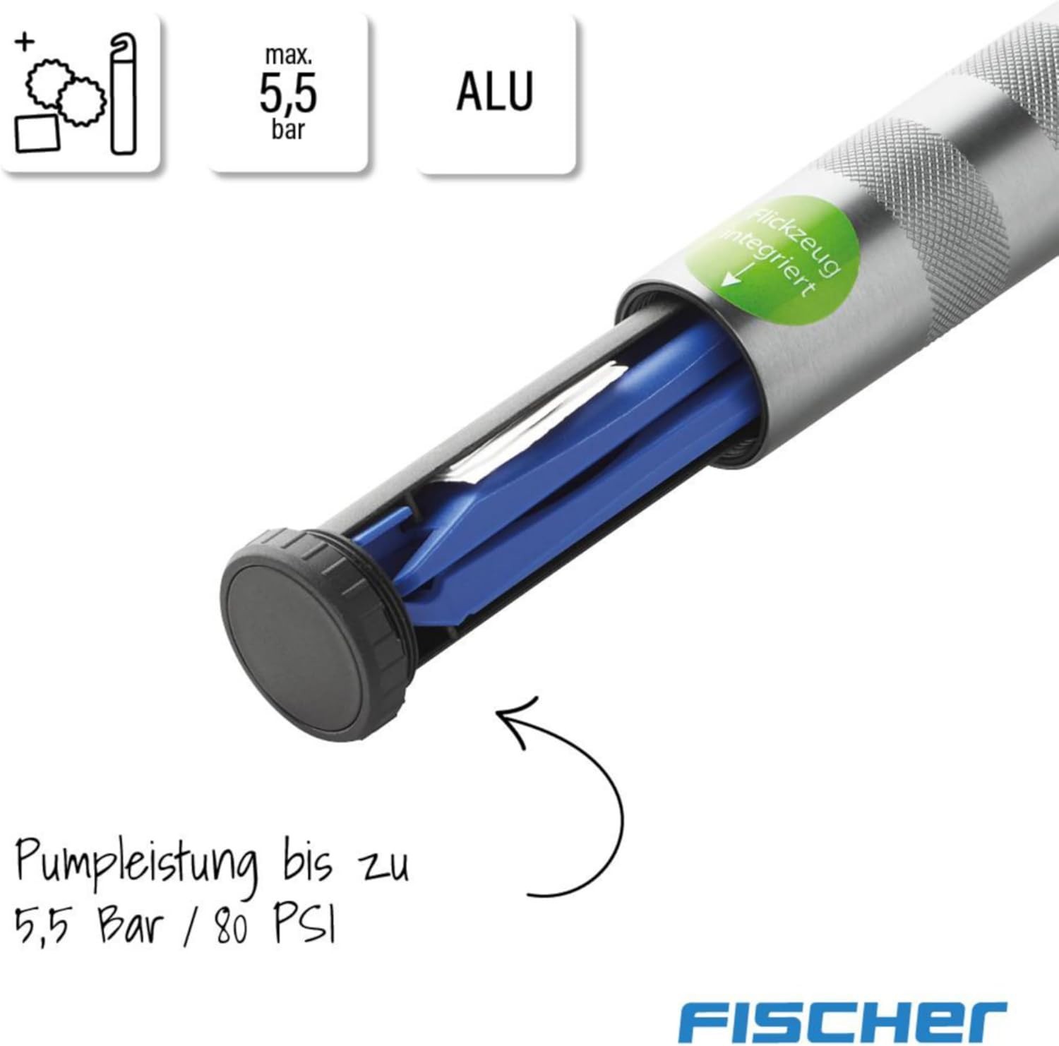 Bomba Mini Bicicleta Fischer 50073 con Kit de Reparación - Alta calidad Accesorios para bicicletas Disponible ahora con envío rápido a todo el mundo