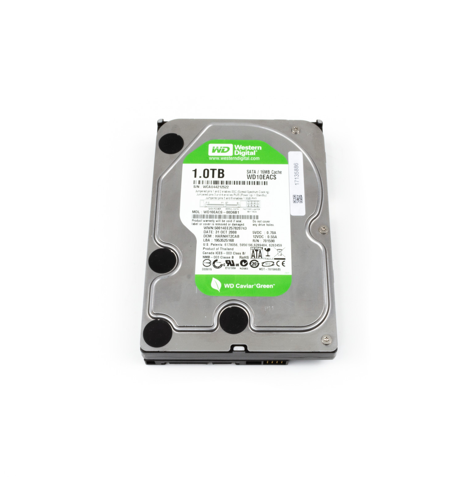 Disque Dur Interne WD Caviar Green 1 To SATA 7200 tr/min - Haute qualité Disques durs internes Disponible maintenant avec une expédition rapide dans le monde entier