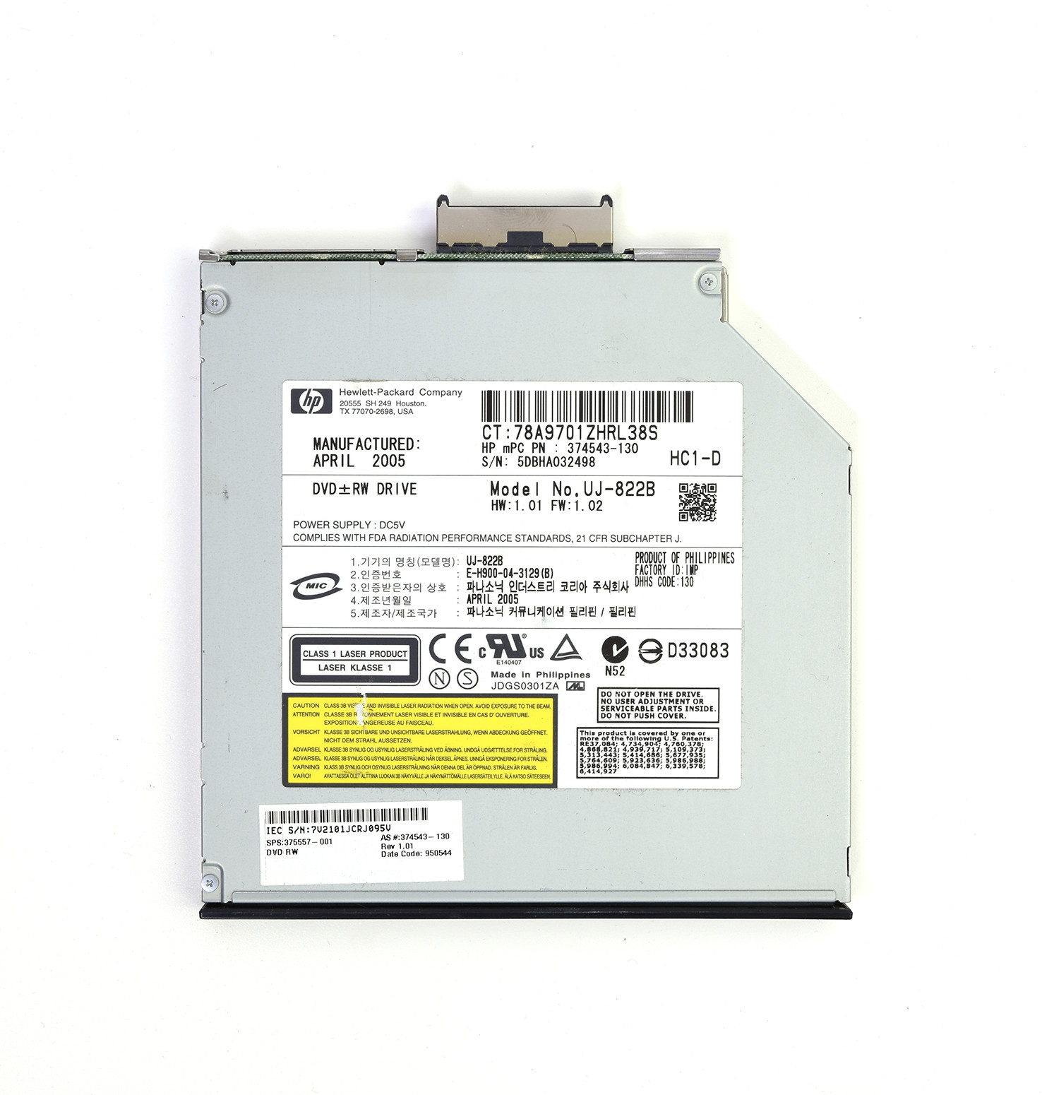 DVD RW Drive HP UJ 822B for Laptops - Reliable Optical Drive - High-quality Internal Optical Drives Available now with fast shipping worldwide