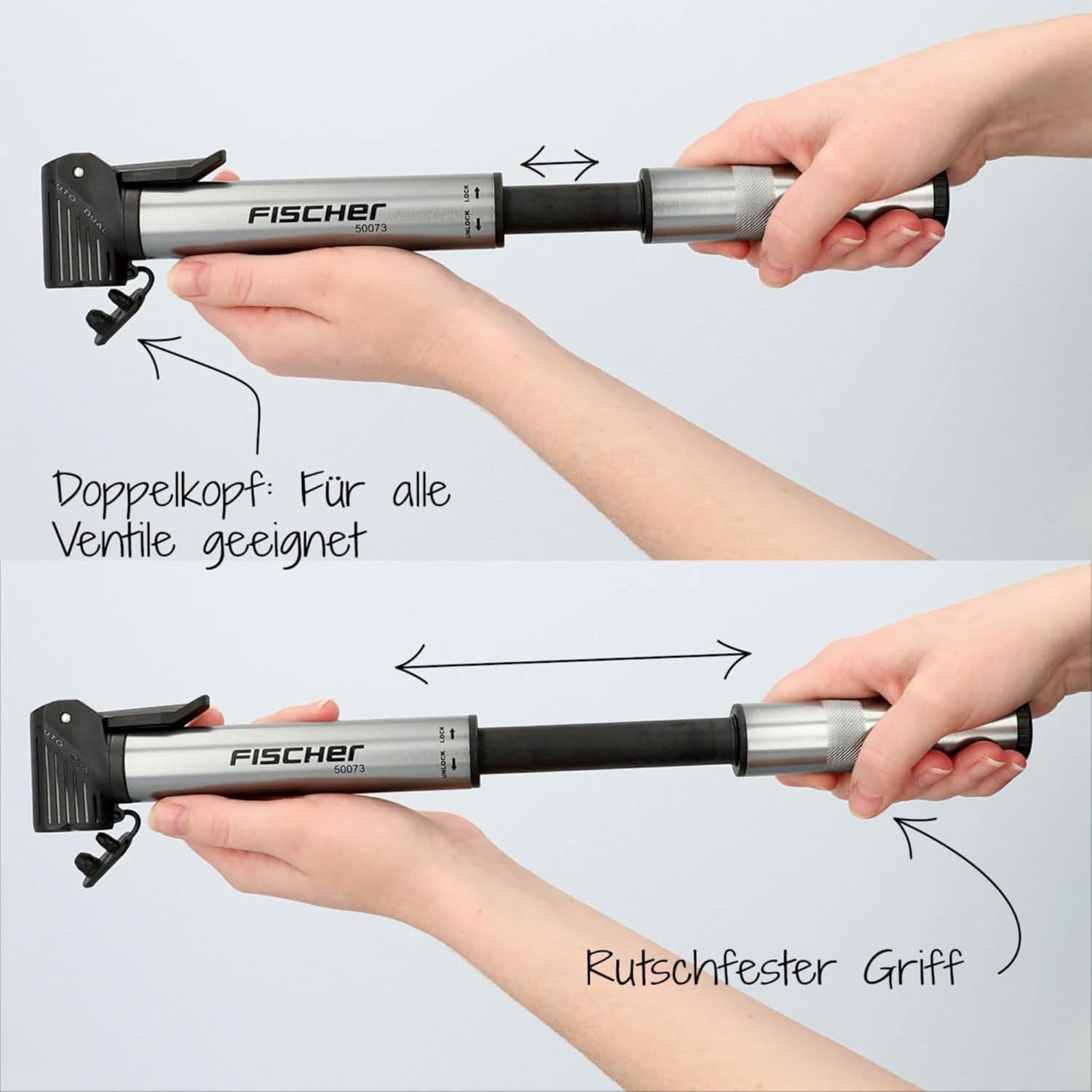 Fischer 50073 Mini Bike Pump with Integrated Repair Kit - High-quality Bicycle Pumps Available now with fast shipping worldwide