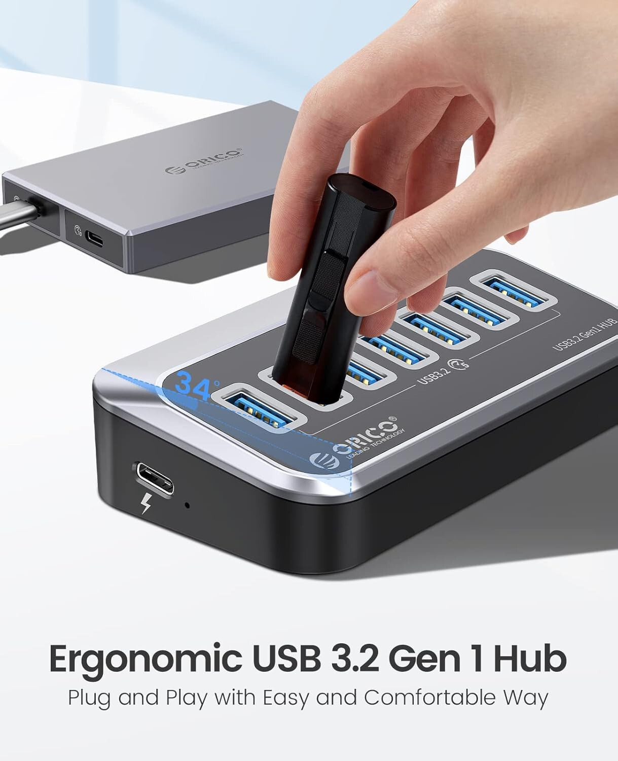 Hub USB 7 Puertos ORICO M3U3-7A-10 USB 3.2 5Gbps - Alta calidad Concentradores USB Disponible ahora con envío rápido a todo el mundo