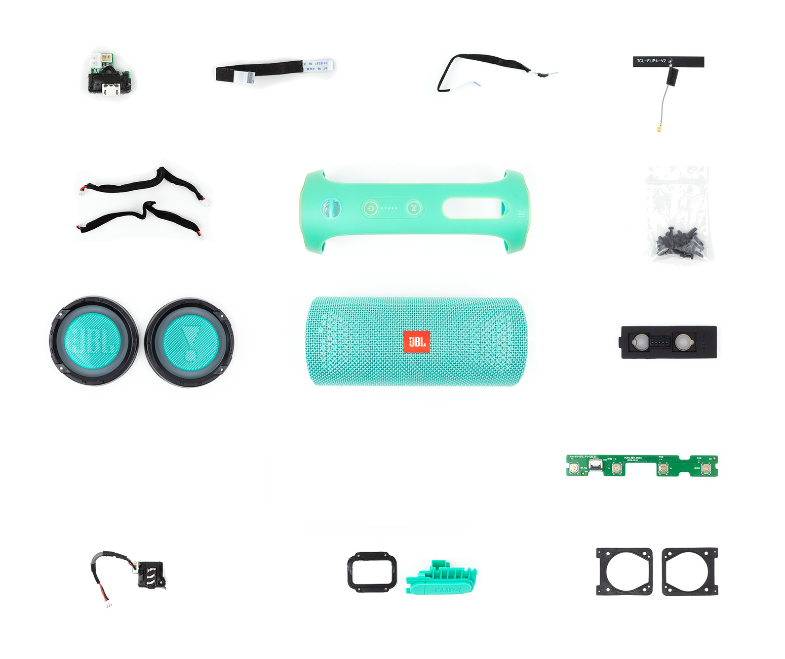 JBL Flip 4 Spare Parts Teal TL Version Genuine OEM - High-quality Speaker Components Available now with fast shipping worldwide