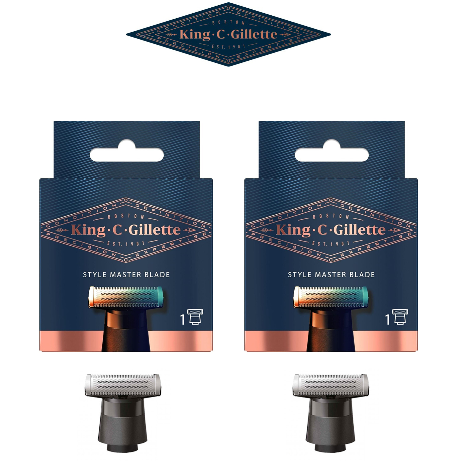 King C. Gillette Style Master Ersatzklingenkopf 2 Stück - Hochwertig Barttrimmer Zubehörteile Jetzt verfügbar mit schnellem weltweiten Versand