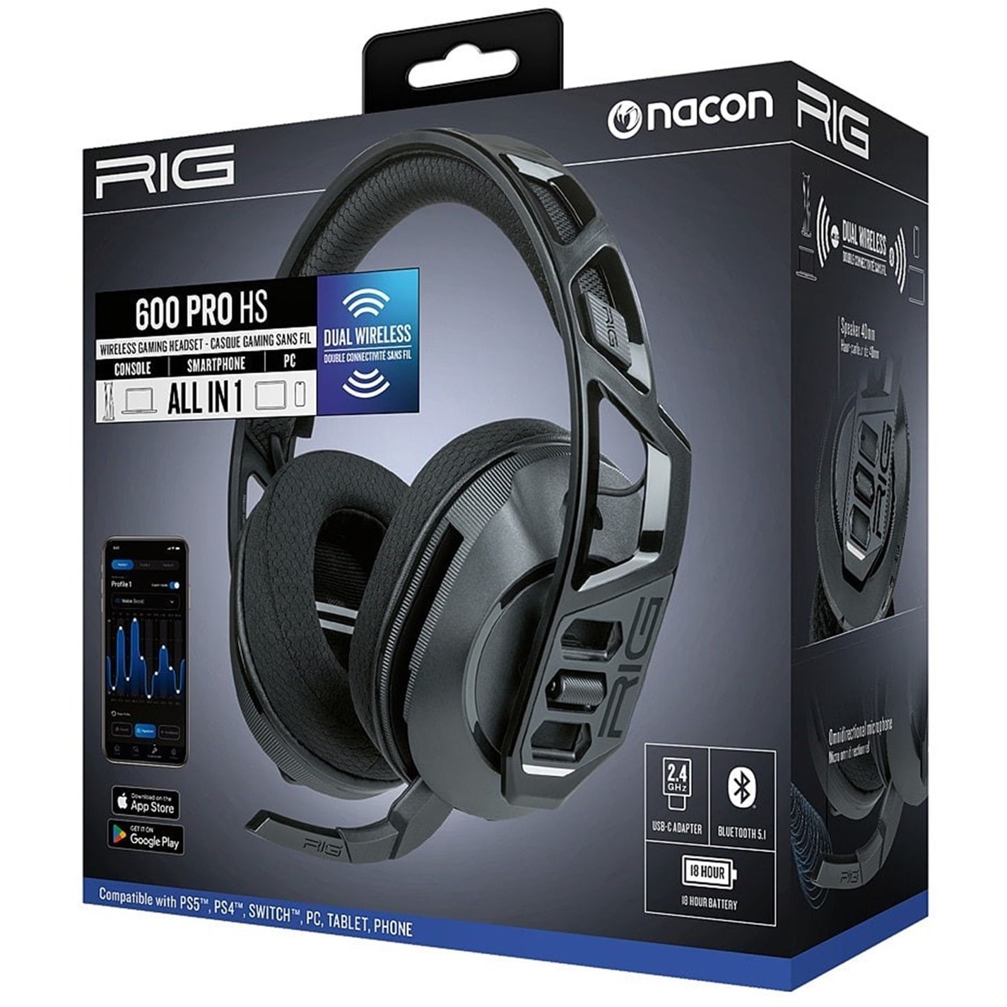 Nacon RIG 600 PRO HS Wireless Gaming Headset Black - High-quality Gaming Headsets Available now with fast shipping worldwide