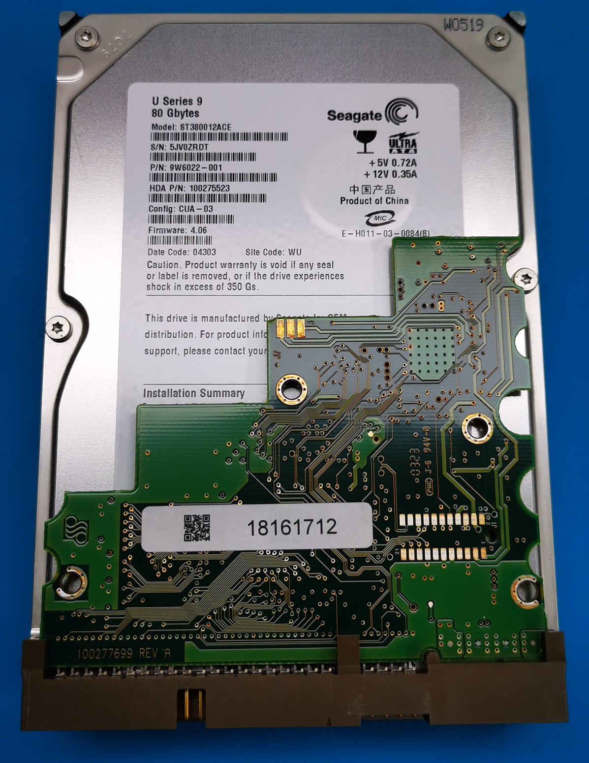 PCB Platine 100277699 Rev A für Seagate ST380012ACE - Hochwertig Festplatten Ersatzteile Jetzt verfügbar mit schnellem weltweiten Versand