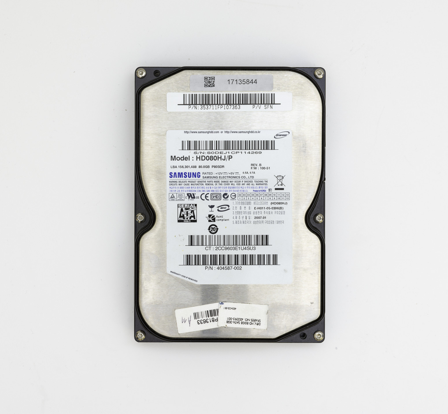 Samsung HD080HJ/P 80GB Hard Drive: Reliable SATA Storage - High-quality Internal Hard Drives Available now with fast shipping worldwide