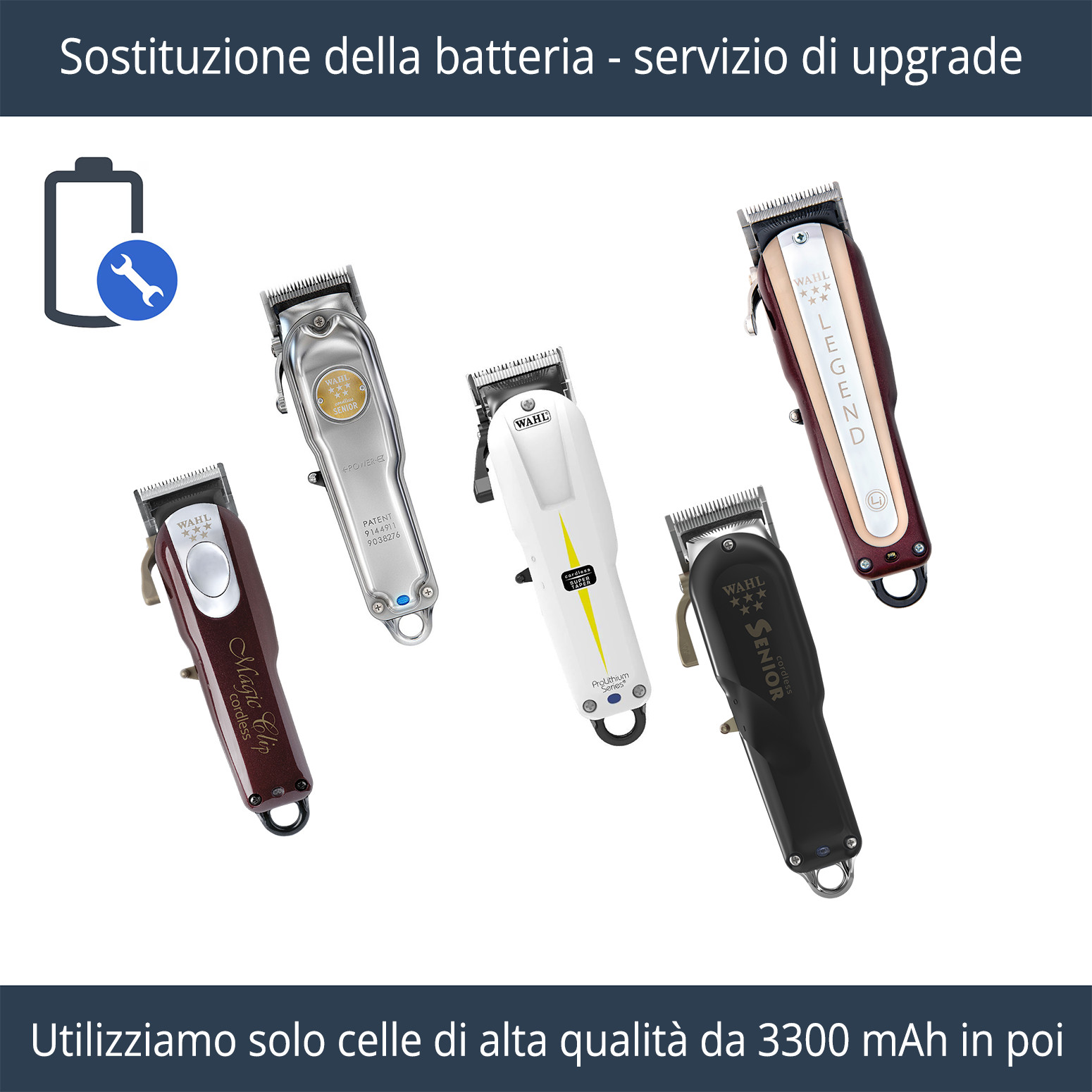 Sostituzione Batteria Tagliacapelli Wahl: Upgrade Professionale - Alta qualità Riparazioni Tagliacapelli Professionali Disponibile ora con spedizione veloce in tutto il mondo
