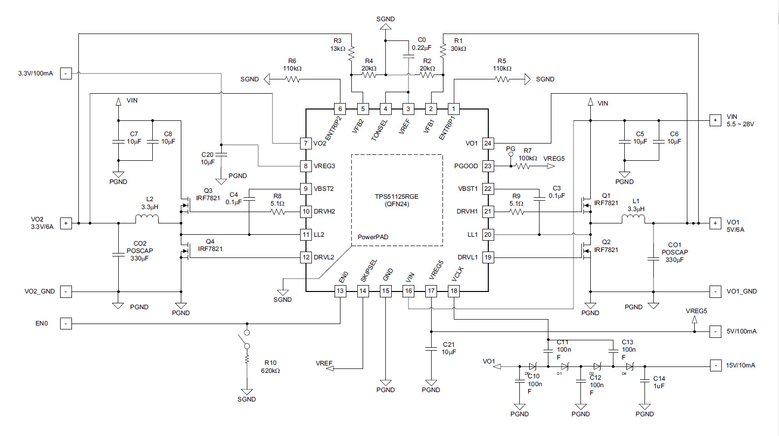 TPS51125 Synchronous Buck Controller 24-QFN from TI - High-quality Integrated Circuits Available now with fast shipping worldwide