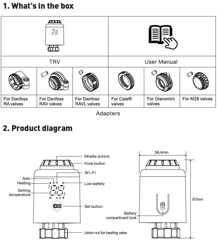 Vanne Radiateur Thermostatique WiFi Tellur Smart RVSH1 - Haute qualité Vannes thermostatiques Disponible maintenant avec une expédition rapide dans le monde entier