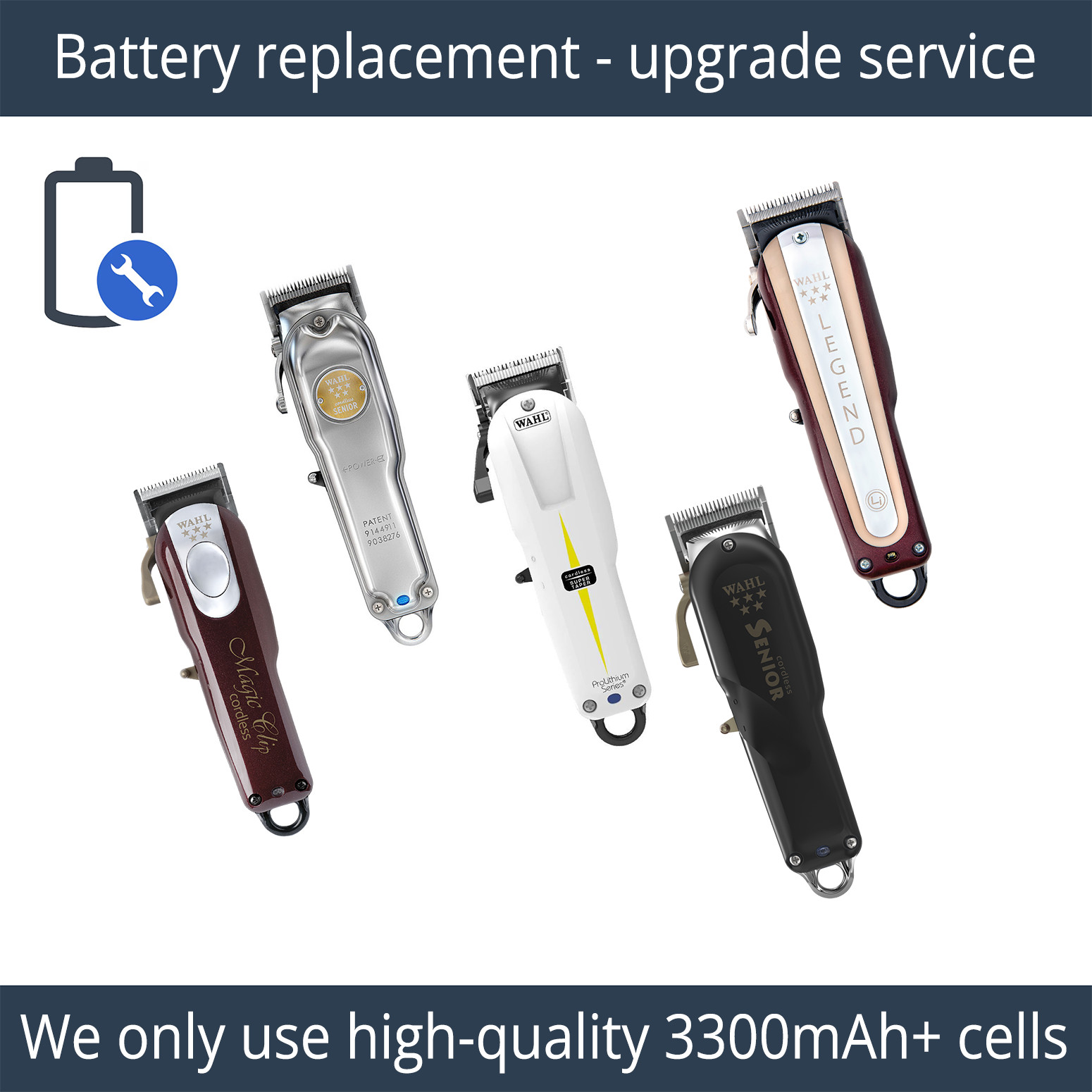Wahl Cordless Clipper Battery Upgrade & Replacement Service - High-quality Clipper Repair Services Available now with fast shipping worldwide