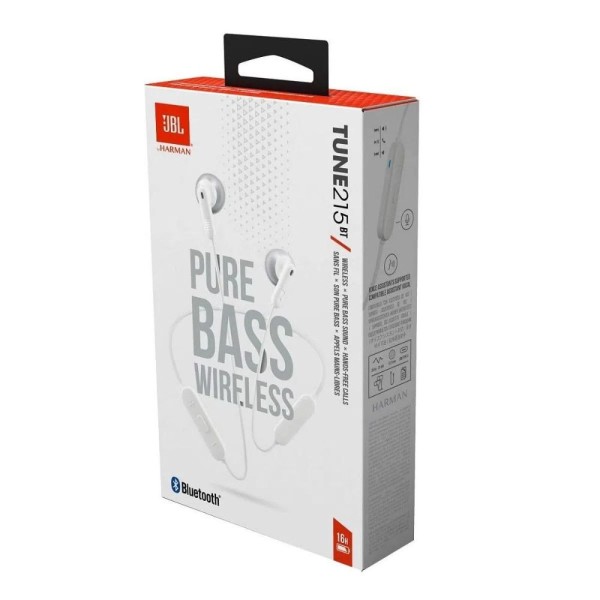 JBL Tune 215BT White Wireless Earbuds with Pure Bass - High-quality Wireless Headphones Available now with fast shipping worldwide