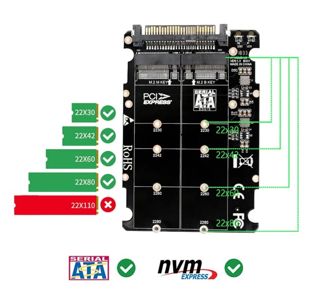 M.2 NVMe PCIe SATA SSD to U.2 Adapter for Fast Storage
