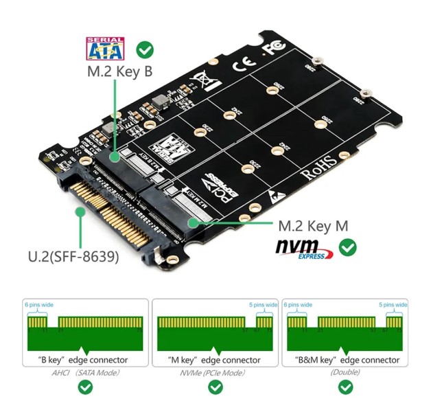M.2 NVMe PCIe SATA SSD auf U.2 Adapter SFF-8639 Wandler - Hochwertig Computeradapter Jetzt verfügbar mit schnellem weltweiten Versand