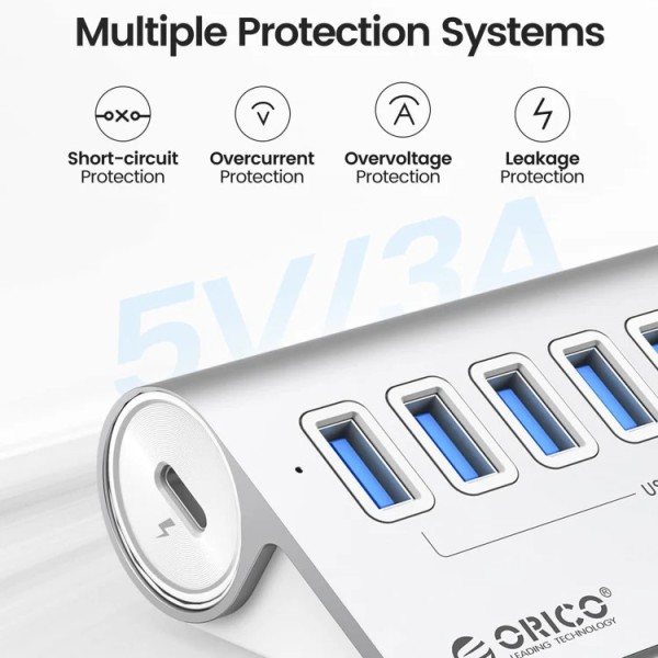 ORICO M3U7 Aluminium 7 Port USB 3.2 Hub for PC & Mac - High-quality USB Hubs Available now with fast shipping worldwide