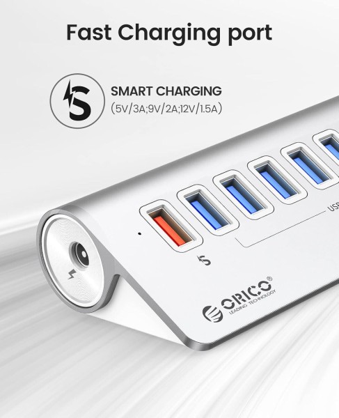 ORICO M3U7Q1 Aluminium 7 Port USB 3.2 Hub + 18W PD - High-quality USB Hubs Available now with fast shipping worldwide
