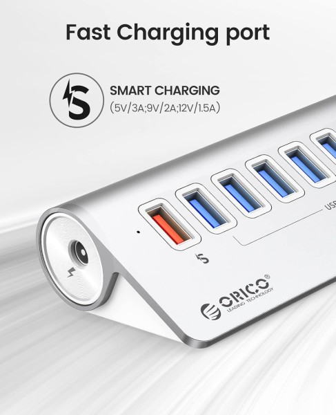 ORICO M3U7Q1 7 Port Aluminium USB 3.2 Hub with 18W PD - High-quality USB Hubs Available now with fast shipping worldwide