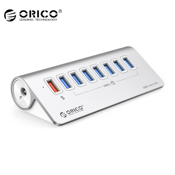 ORICO M3U7Q1 Alu 7 Port USB 3.2 Hub mit 18W PD Ladeport - Hochwertig USB Verteiler Jetzt verfügbar mit schnellem weltweiten Versand