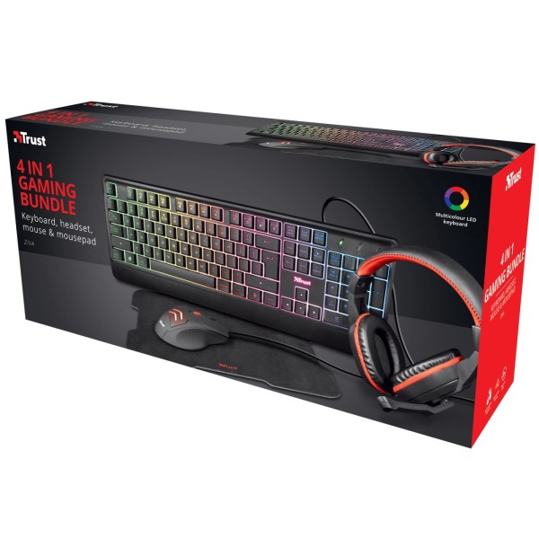 Trust ZIVA 4-in-1 Gaming Bundle Keyboard and Mouse Set - High-quality Gaming Accessories Available now with fast shipping worldwide